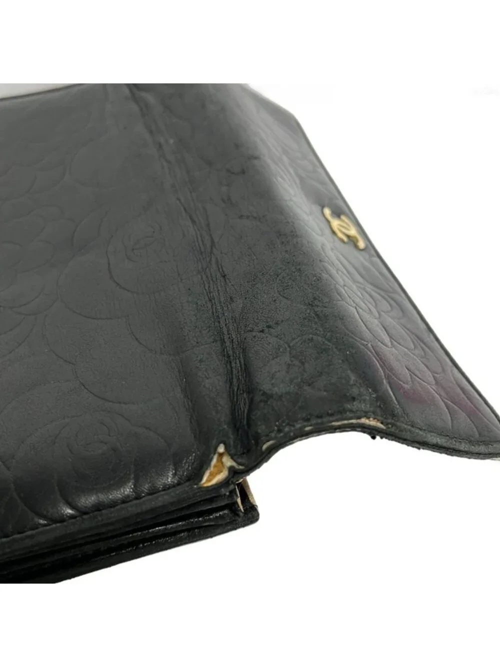 Chanel Wallet Camellia Black Gold Lambskin